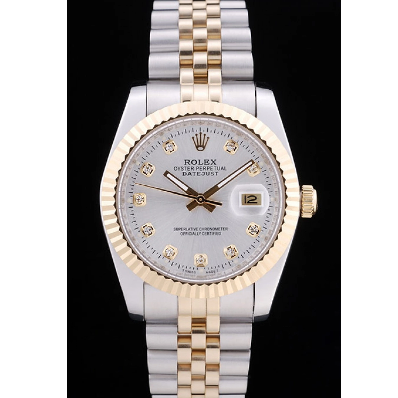 MiroTime 0710 Rolex Datejust Silver Dial Diamonds Ribbed Bezel 7454